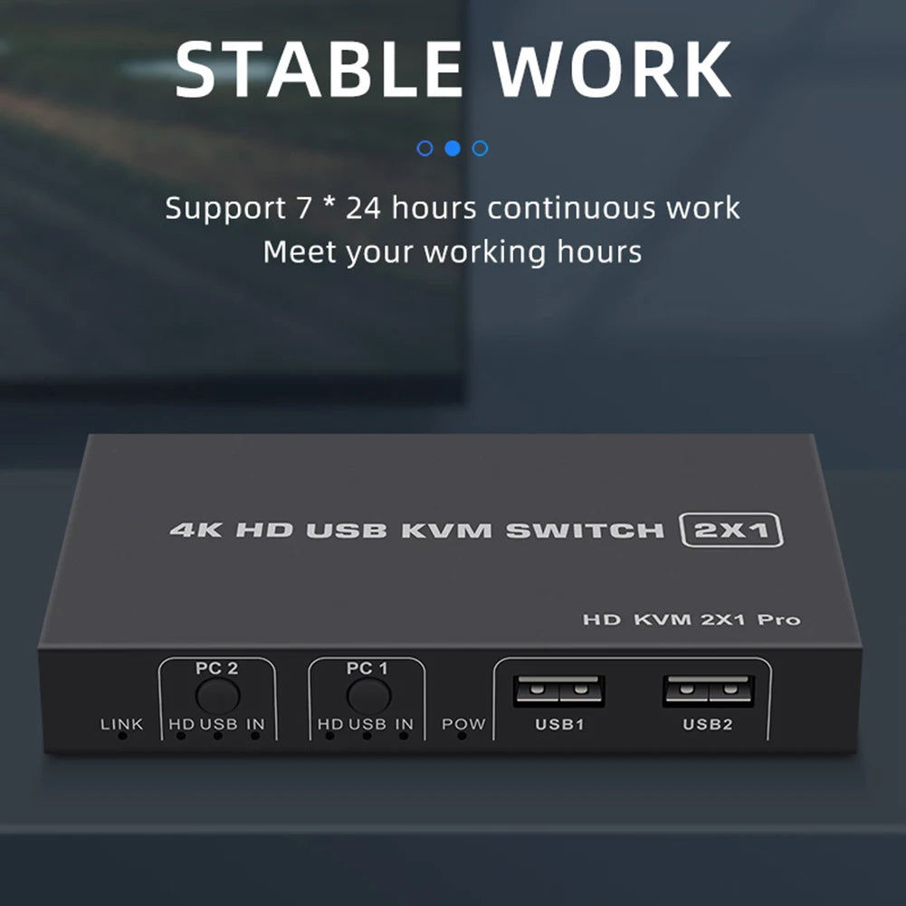 4K HDMI-Compatible USB KVM Switch HDMI-Compatible KVM Switch 60HZ Splitter Switcher