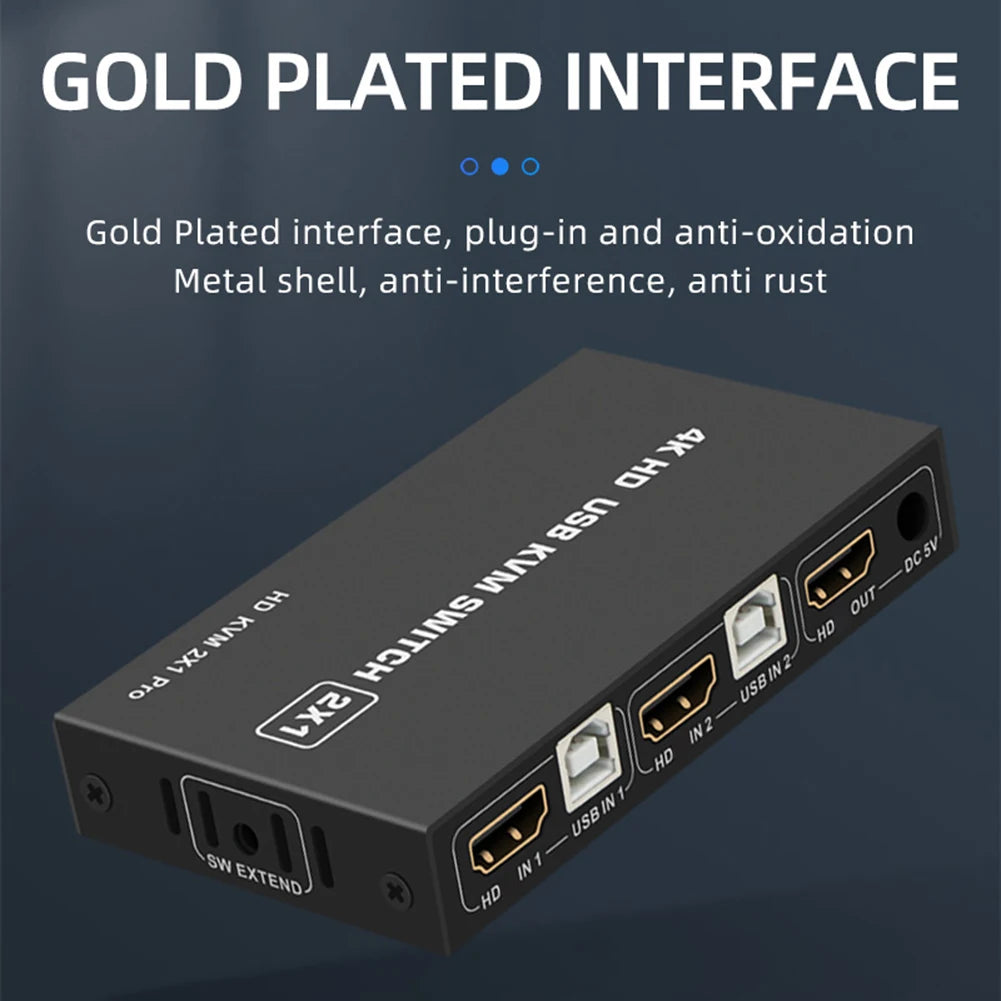 4K HDMI-Compatible USB KVM Switch HDMI-Compatible KVM Switch 60HZ Splitter Switcher