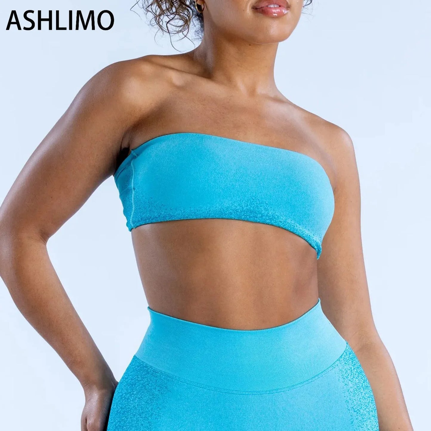Bandeau Bra Sports Padded Crop Top Push-up Workout