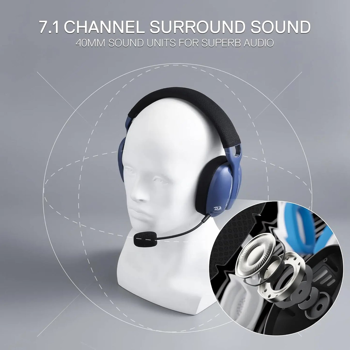 Redragon H878 Gaming Headset, 2.4Ghz/BT/Wired