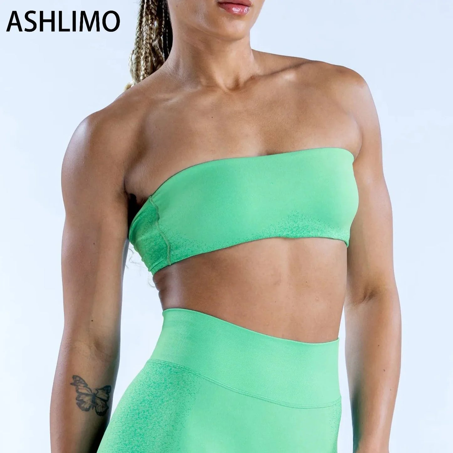 Bandeau Bra Sports Padded Crop Top Push-up Workout