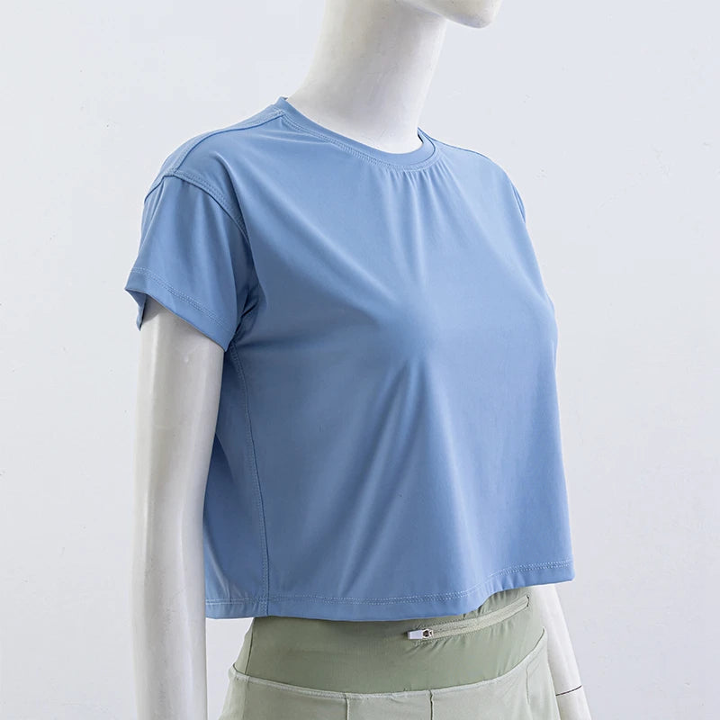 Women's Workout Crop Tops Short Sleeve Yoga Shirts