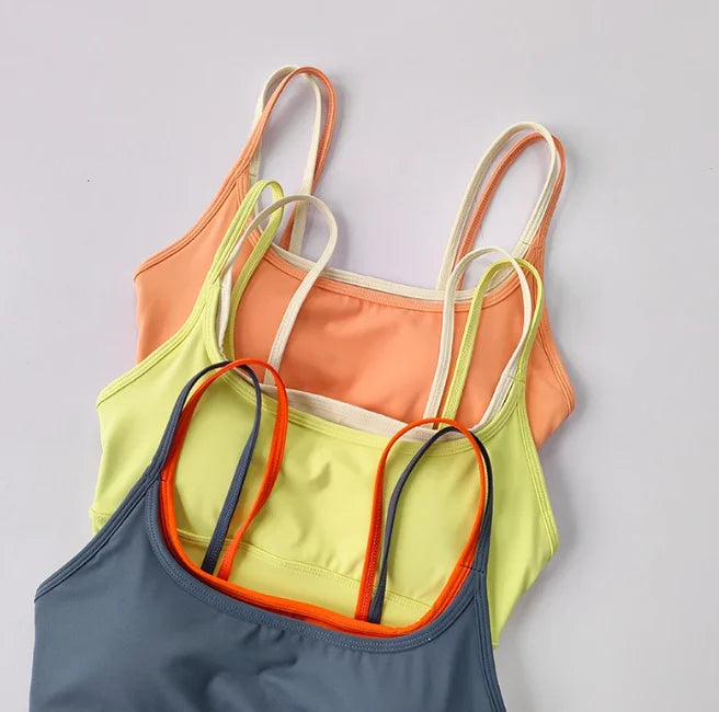 Sports Bra Women Shock-absorbing Gathering Double Breast Strap