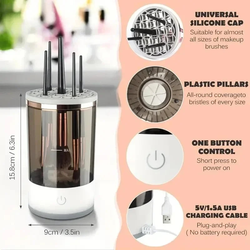 USB Plug Portable Electric Makeup Brush Cleaner with Rubber