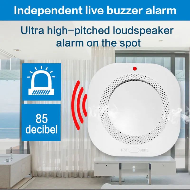 Independent Smoke Detector Sensor For Home Warehouse Security Smart Smoke Fire Alarm
