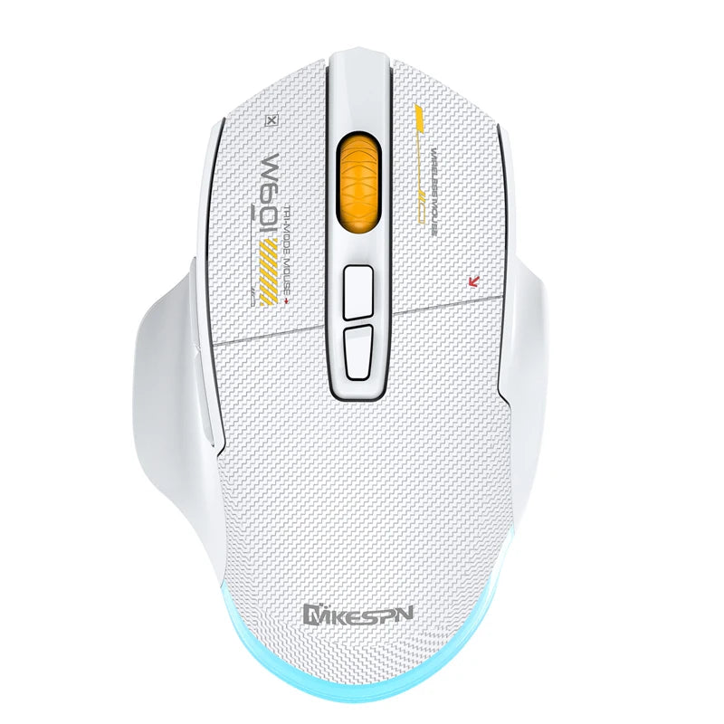 2.4G Wireless Bluetooth Wired Tri-mode Mouse Mute Button Macro Programming Carbon Fiber Gaming Mouse 500mAh 7 Keys
