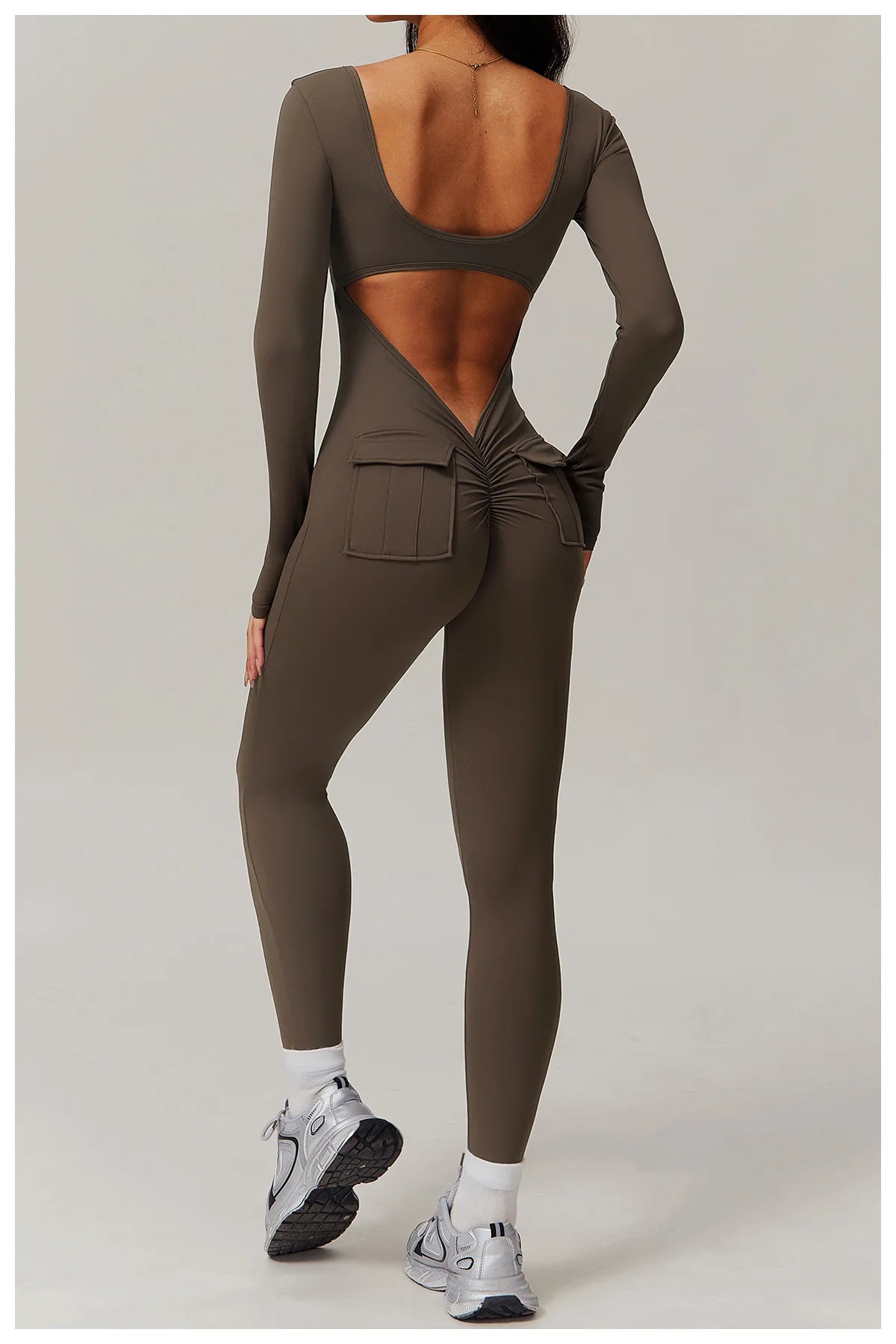 Sexy Back V Jumpsuit Gym One-Piece Suit Women Halterneck