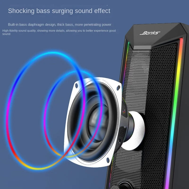 Desktop Speakers, 2.0 Channel PC Computer HiFi Stereo Gaming Speaker
