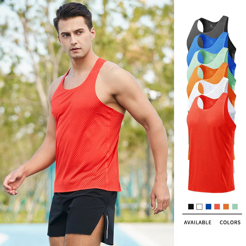 5 Colors Men's Marathon Running Quick Dry Training Top Mesh