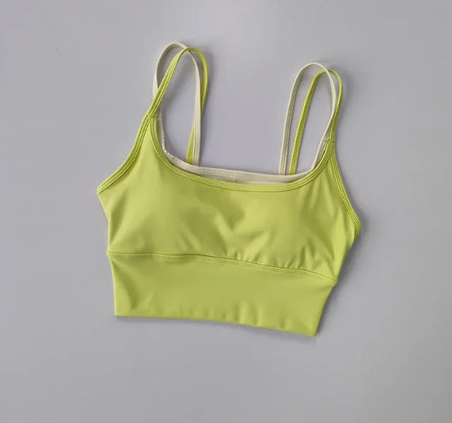 Sports Bra Women Shock-absorbing Gathering Double Breast Strap