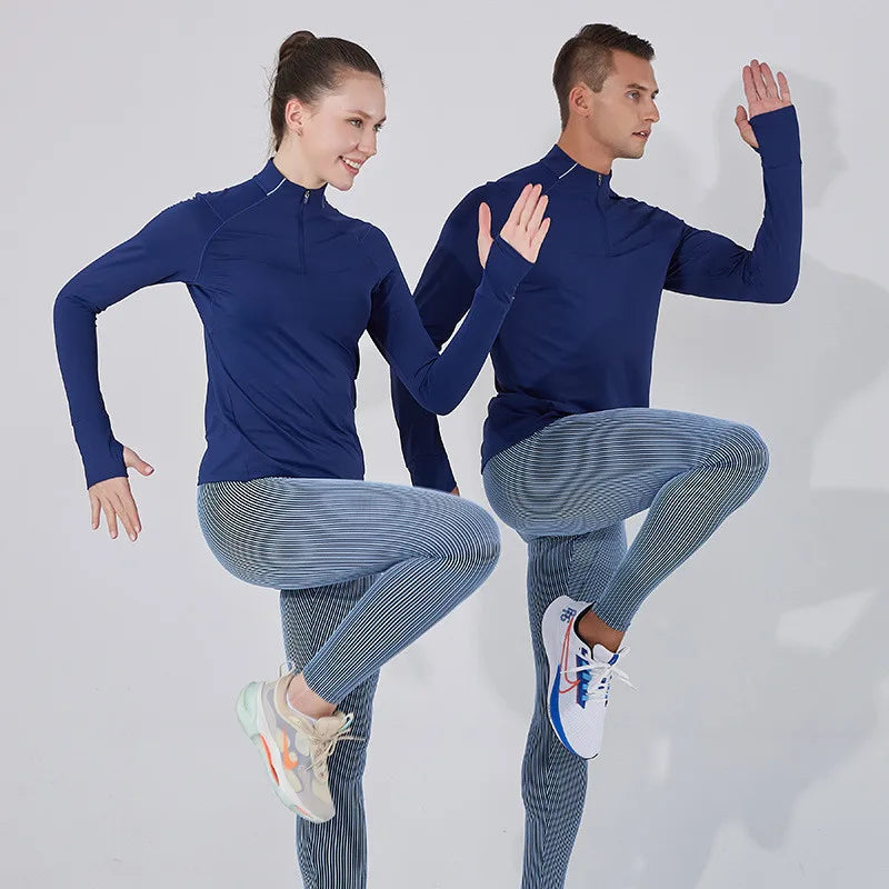 Men Women Compression Running Long Base T Shirt Fitness Sport Basketball Football Zipper Soccer Training Gym Bottom Clothes 109