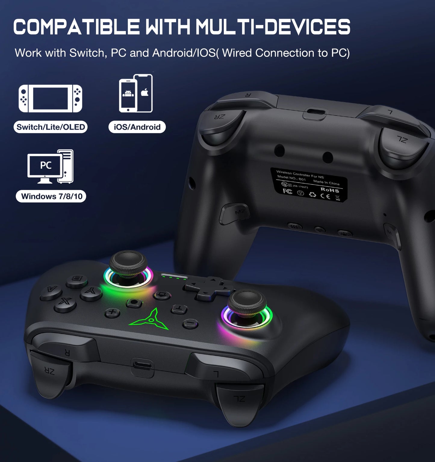 BEBONCOOL Wireless Bluetooth Controller For Nintendo Switch and PC