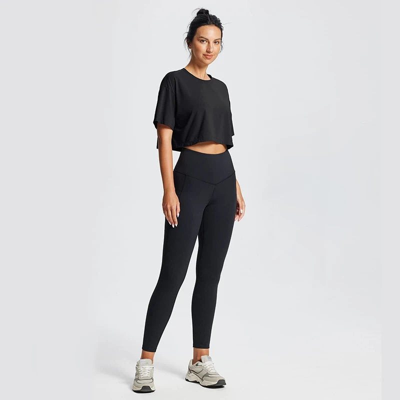 Women's Workout Crop Tops Short Sleeve Yoga Shirts