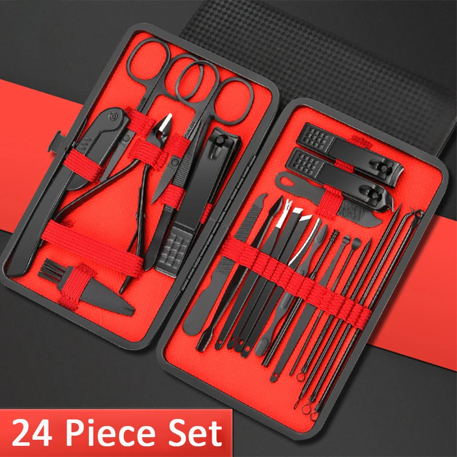 24PCS Set Professional Manicure Set Kits Stainless Steel