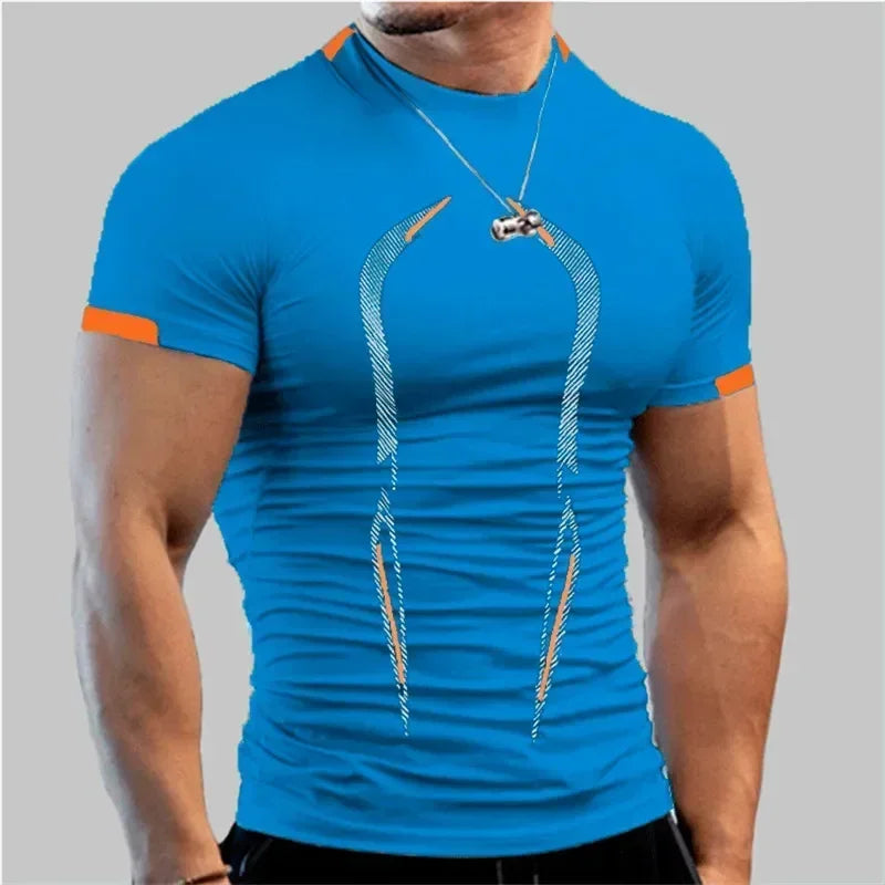 Summer Bodybuilding Sport Tops Men Quick Dry Fitness Gym T Shirt Short Sleeve Training Tee Compression Running Tshirt Sportswear