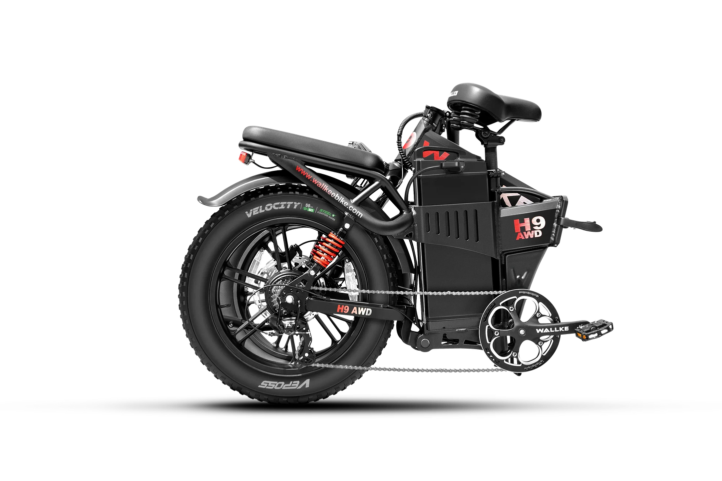 WALLKE H9 AWD Electric Bike 2000W Dual Motor Foldable E-Bike 40Ah/60Ah Electric Mountain Bike 20" Fat Tire City Commuter Ebike