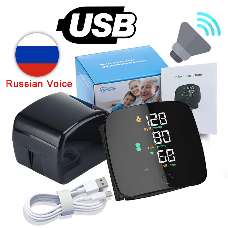 Wrist Type Blood Pressure Monitor LED Display Fast Measurement Digital Tensiometer
