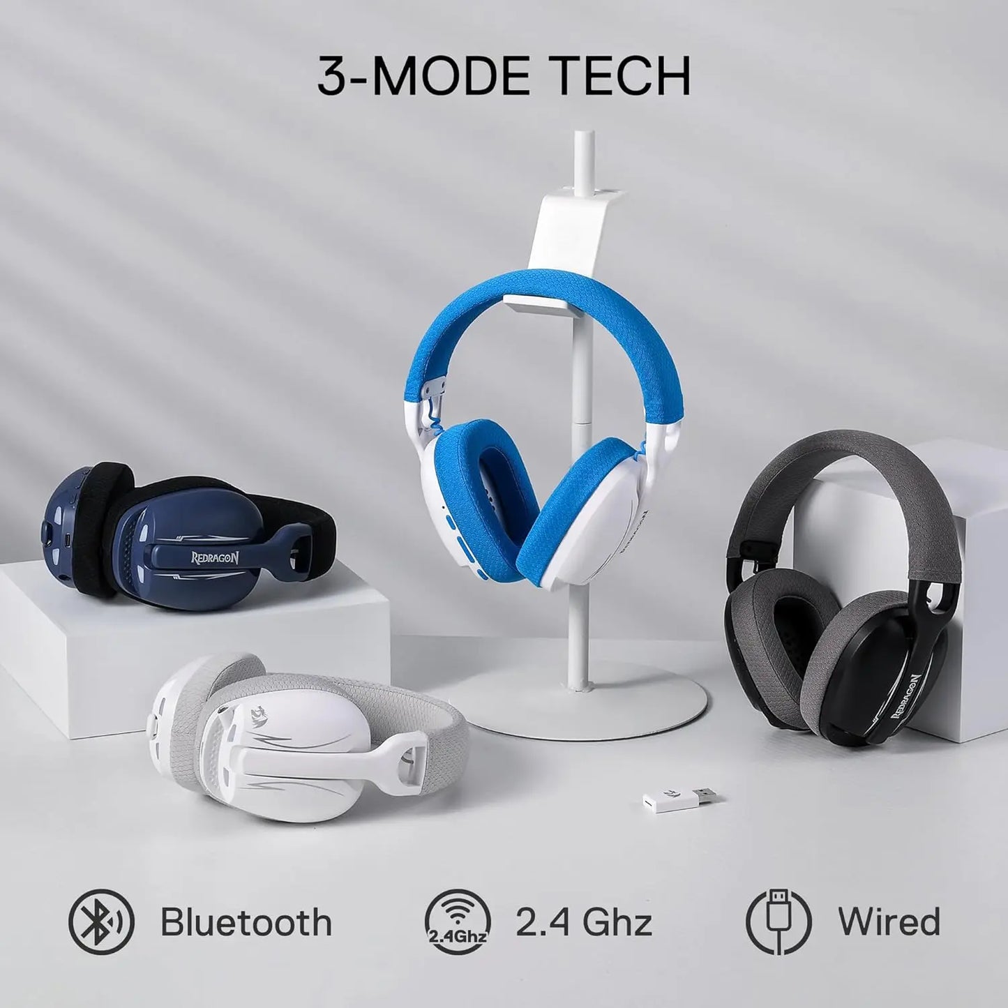 Redragon H878 Gaming Headset, 2.4Ghz/BT/Wired