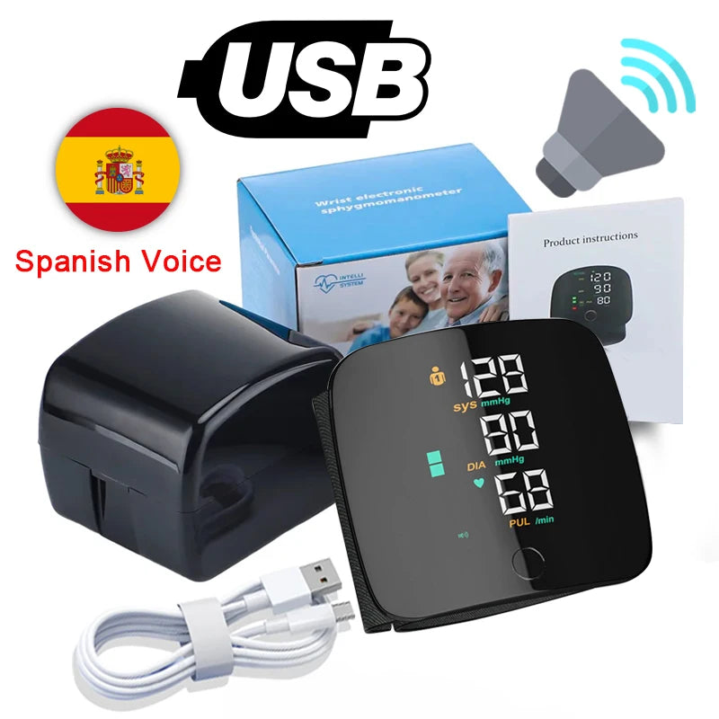 Wrist Type Blood Pressure Monitor LED Display Fast Measurement Digital Tensiometer