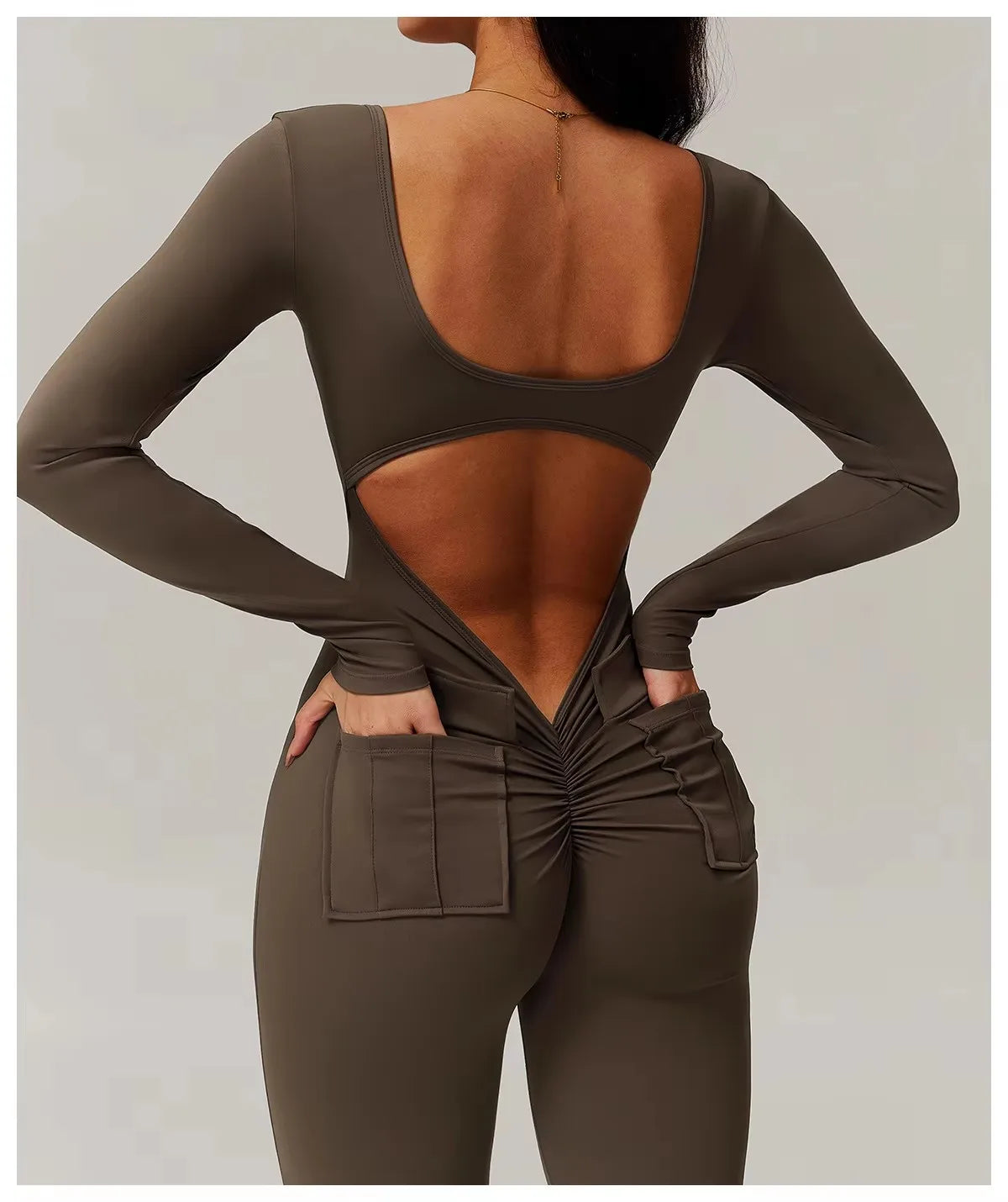 Sexy Back V Jumpsuit Gym One-Piece Suit Women Halterneck