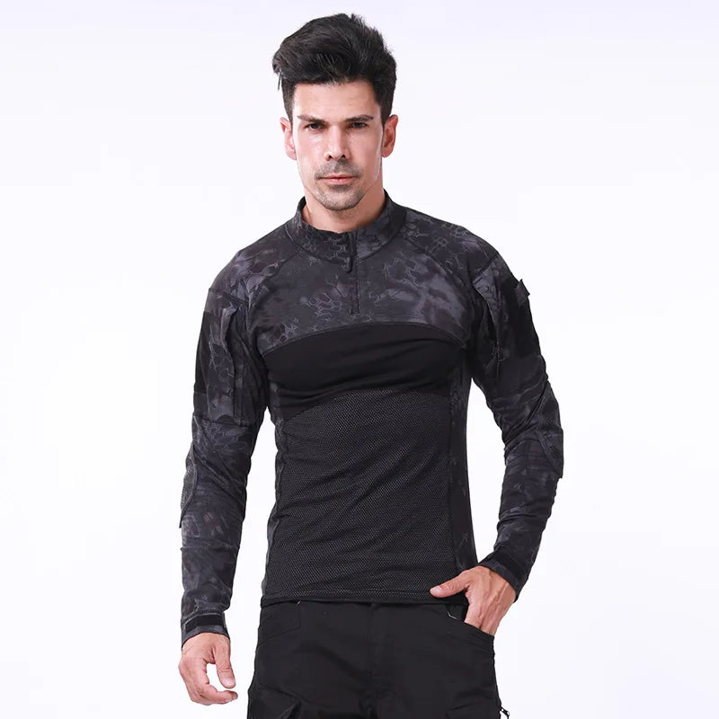 ESDY Men's Military Tactics Shirts Camouflage Frog