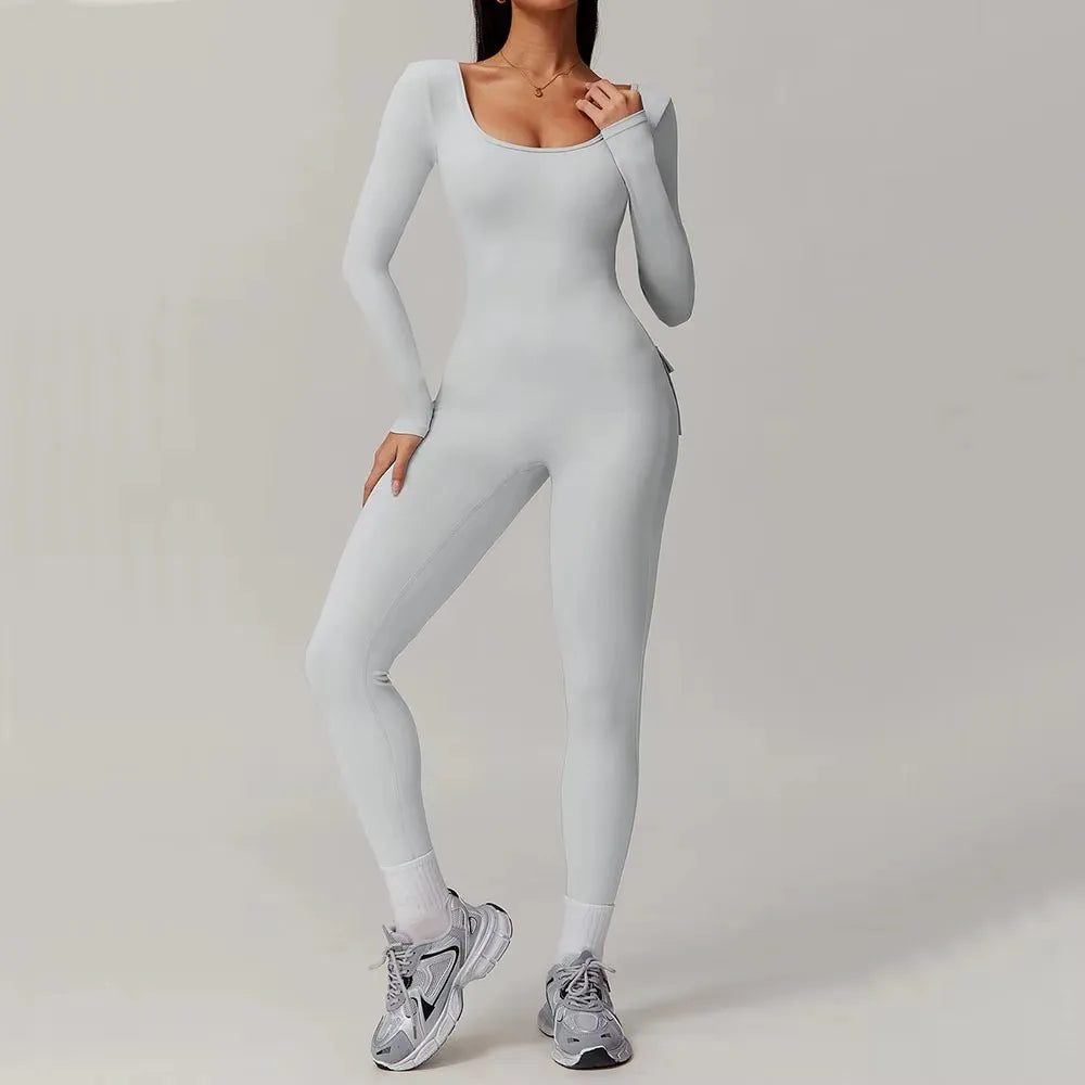 Sexy Back V Jumpsuit Gym One-Piece Suit Women Halterneck