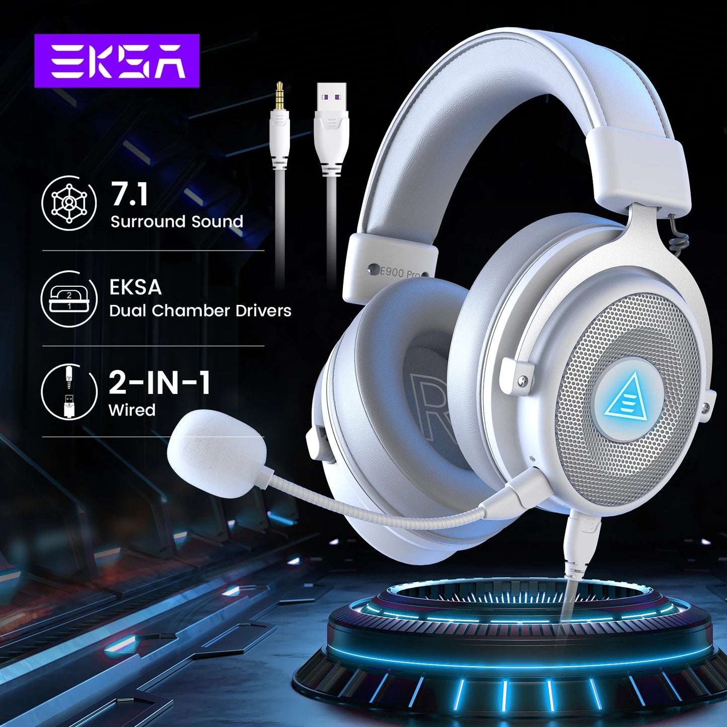 Gaming Headphones For PC/PS4/PS5/Xbox, 7.1 Surround Wired Headset Gamer