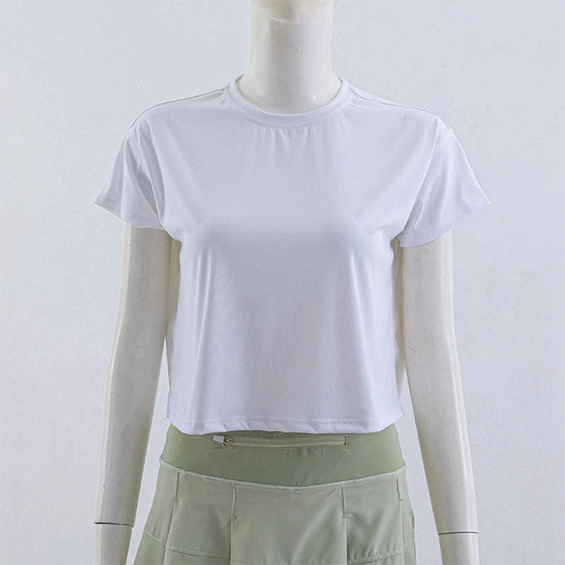 Women's Workout Crop Tops Short Sleeve Yoga Shirts