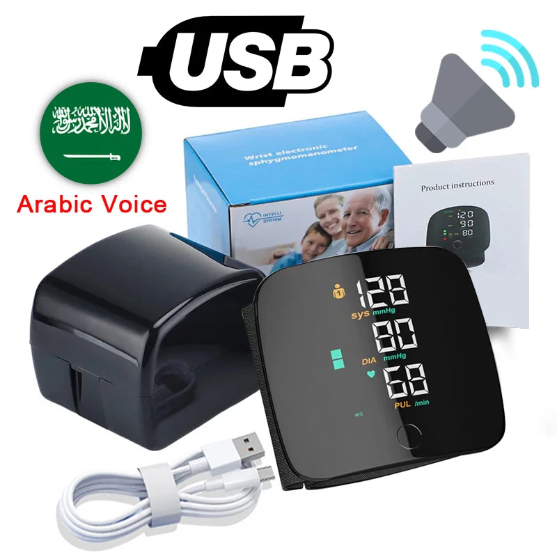 Wrist Type Blood Pressure Monitor LED Display Fast Measurement Digital Tensiometer