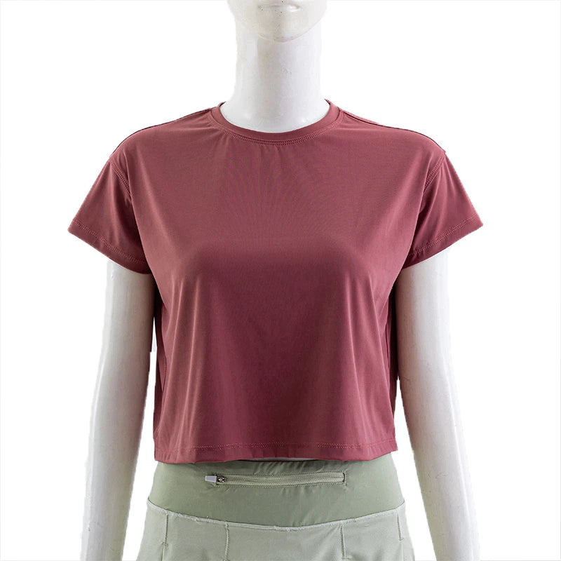 Women's Workout Crop Tops Short Sleeve Yoga Shirts