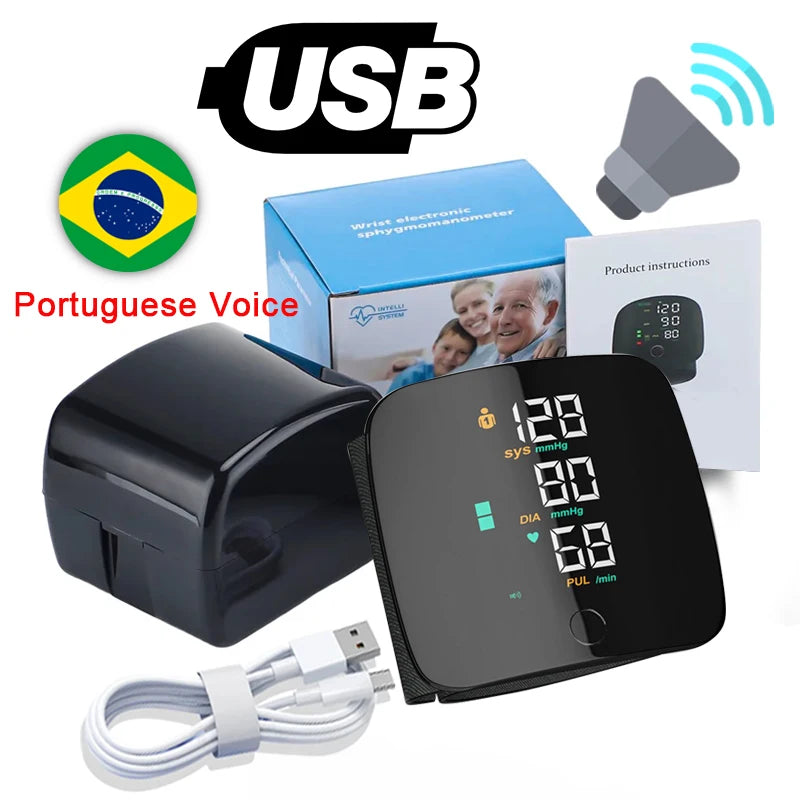 Wrist Type Blood Pressure Monitor LED Display Fast Measurement Digital Tensiometer