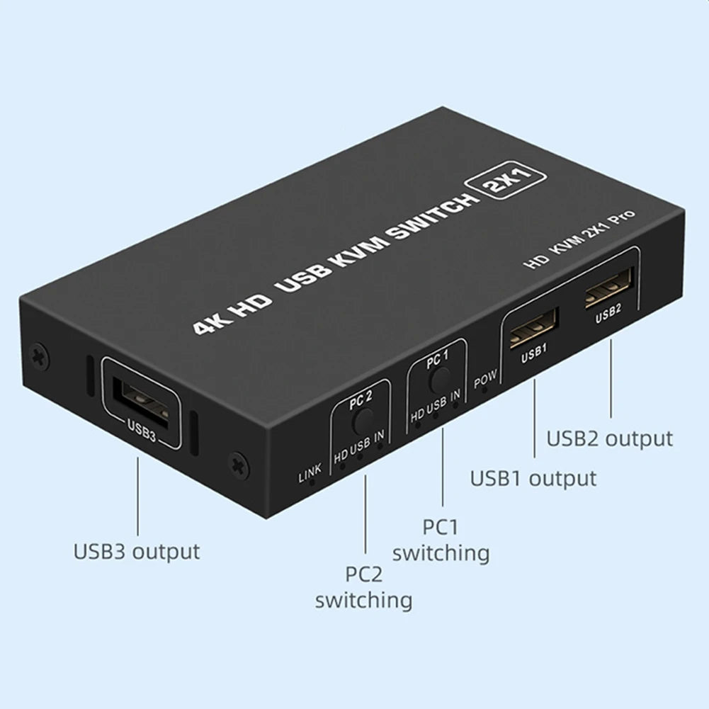 4K HDMI-Compatible USB KVM Switch HDMI-Compatible KVM Switch 60HZ Splitter Switcher