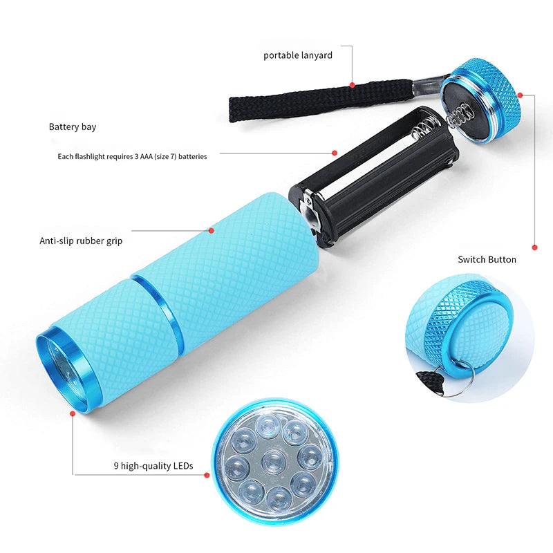Nail Dryer Mini 9 LED Lights Flashlight UV