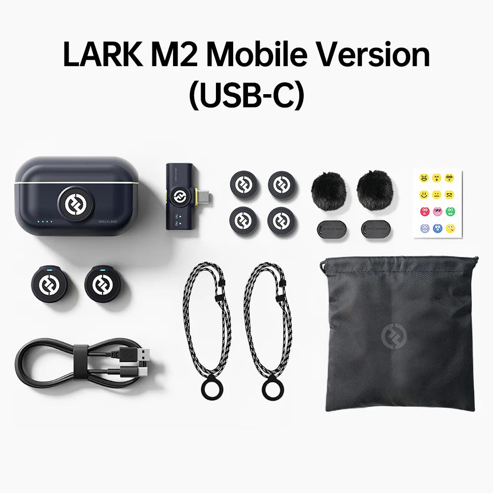 Hollyland Lark M2 Wireless Lavalier Microphone for iPhone Camera 300m Range Noise