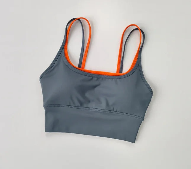 Sports Bra Women Shock-absorbing Gathering Double Breast Strap