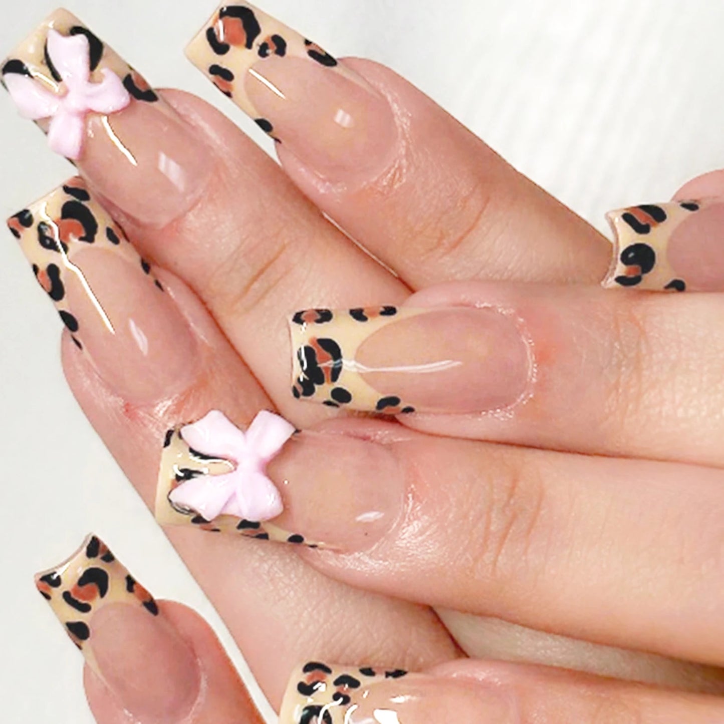 24pcs Autumn Brown French Fake Nails