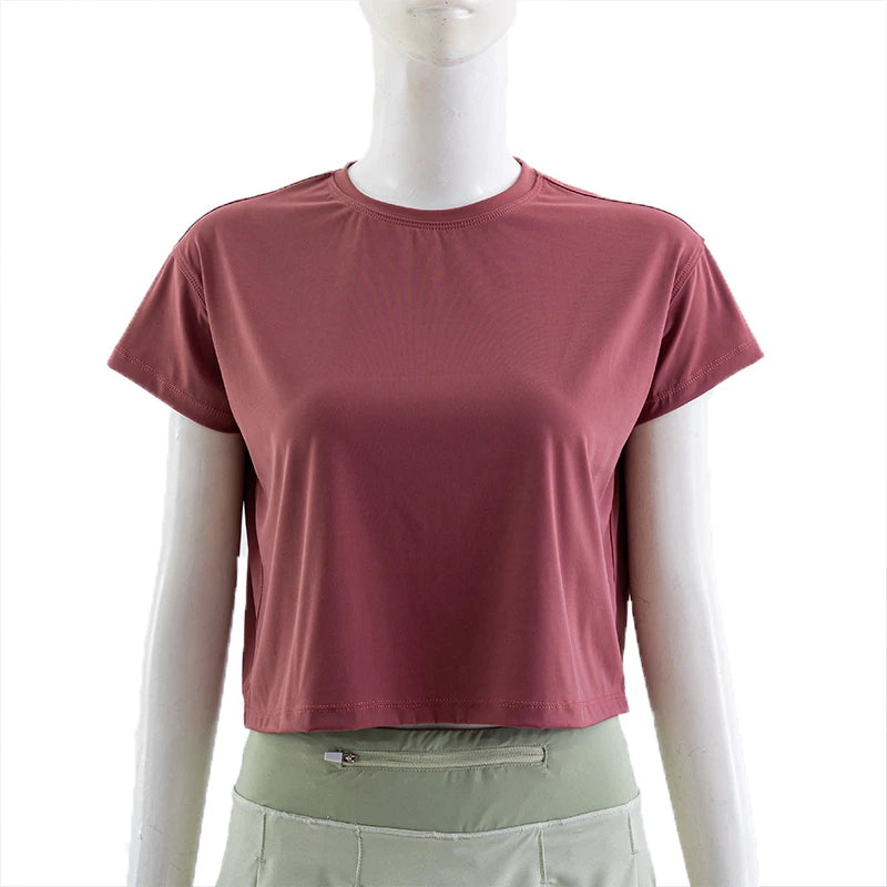 Women's Workout Crop Tops Short Sleeve Yoga Shirts