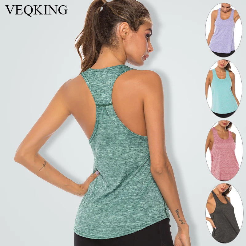 VEQKING Sleeveless Racerback Yoga Vest