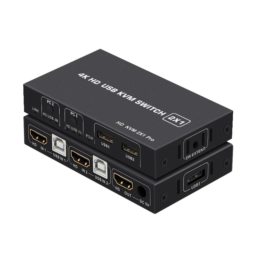 4K HDMI-Compatible USB KVM Switch HDMI-Compatible KVM Switch 60HZ Splitter Switcher