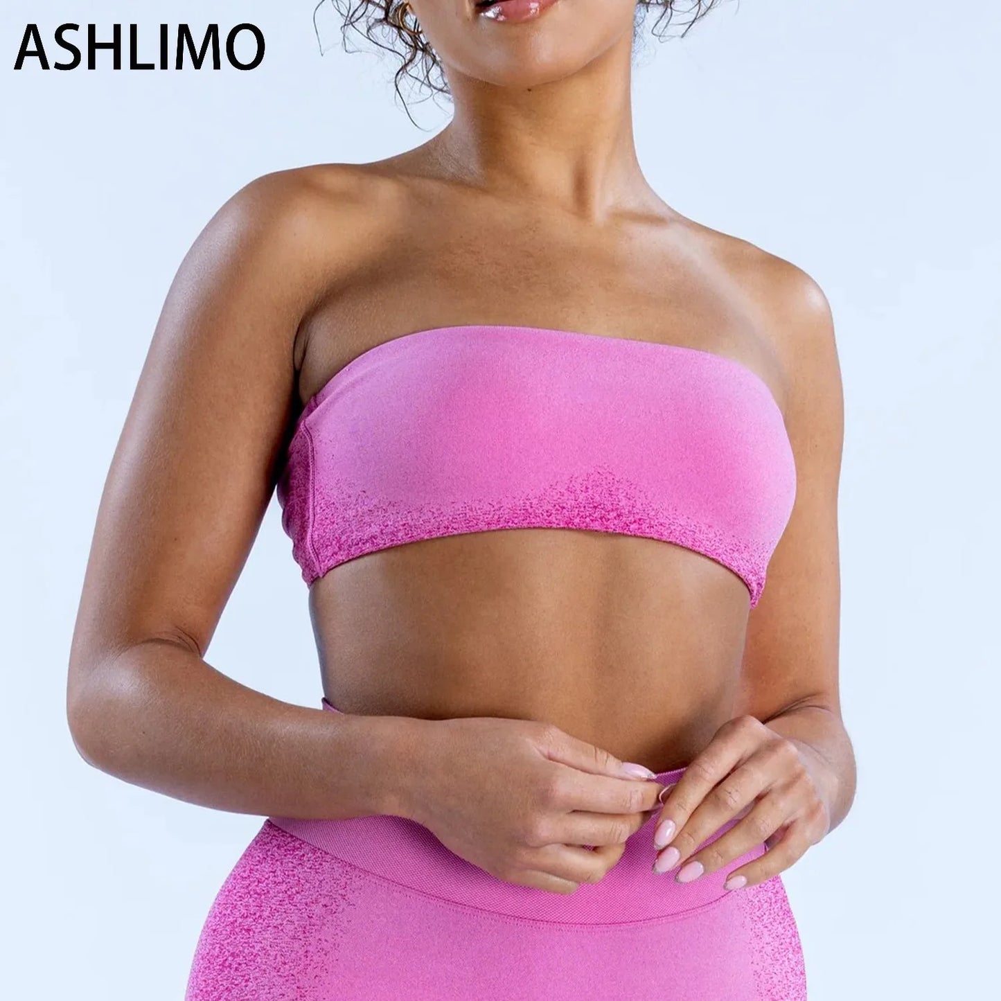 Bandeau Bra Sports Padded Crop Top Push-up Workout