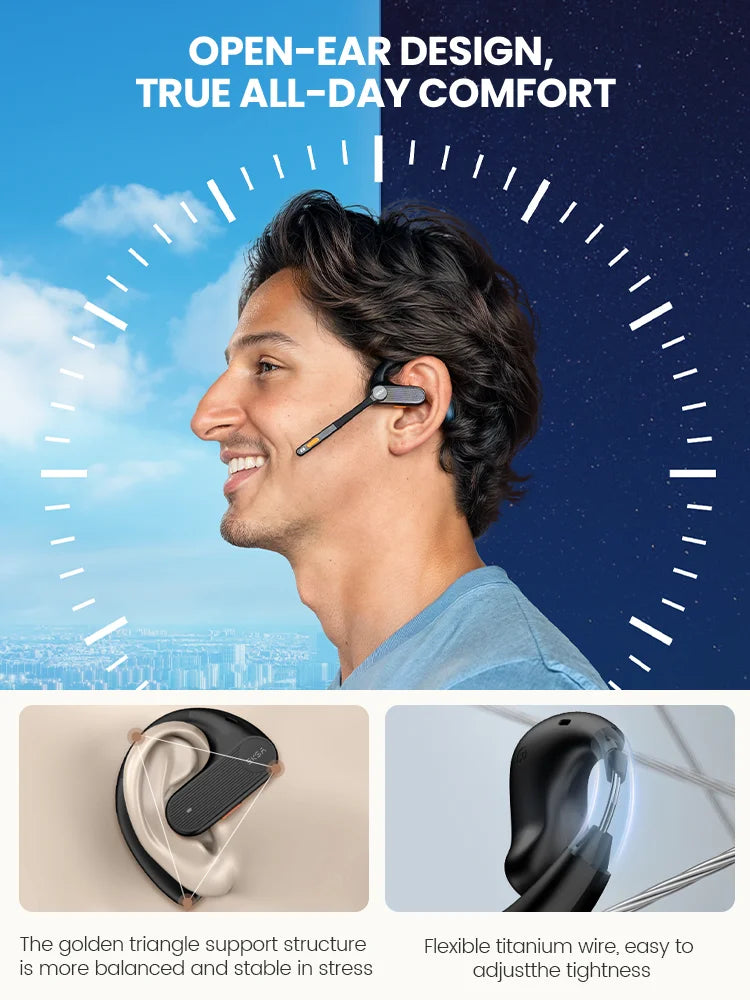 EKSA S30 Open-Ear Wireless Headphones, Air Conduction Bluetooth 5.3 Headset
