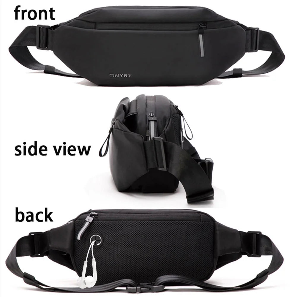 Sports Fanny Packs for Men Waterproof Crossbody Waist Man Bag Unisex Black