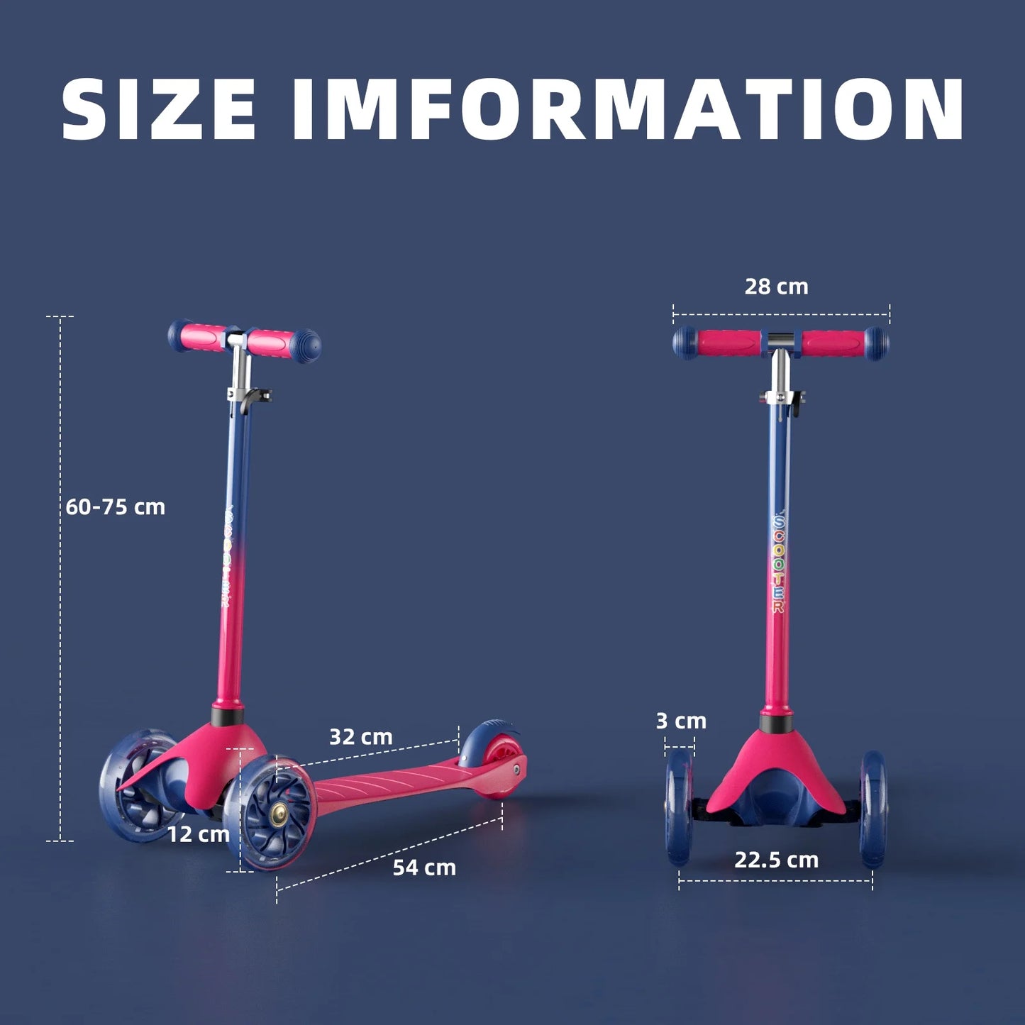 Kids Scooter Kick Scooter 3 Wheel Adjustable Height Light up LED Wheels for Kids Boys Girls Ages 2-5