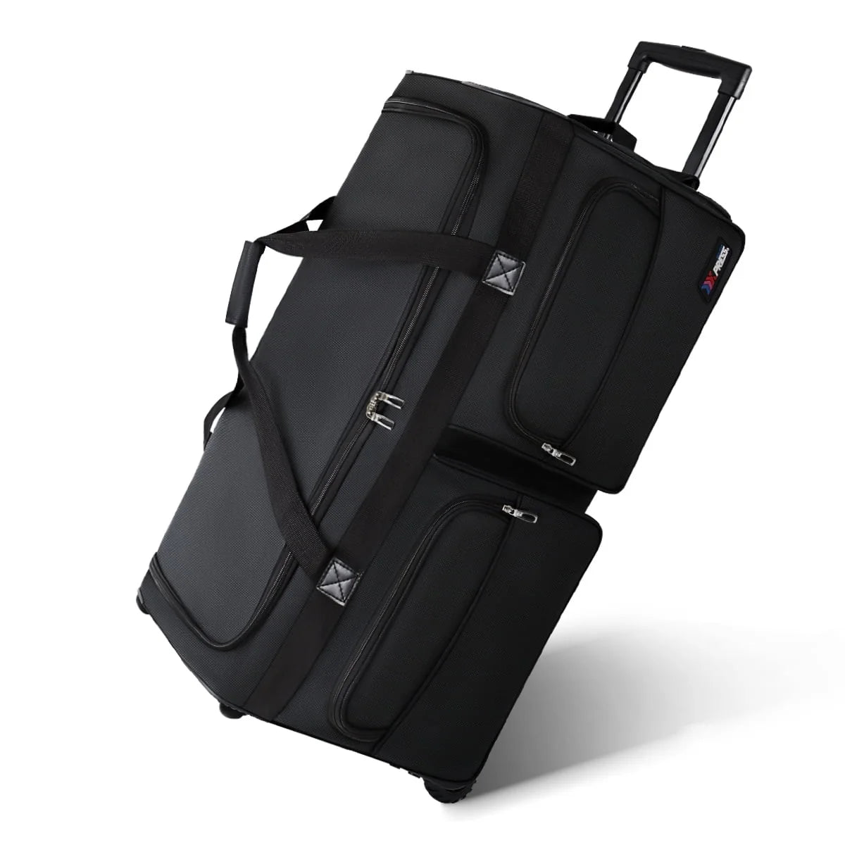 36" Rolling Duffle Bag with Wheels and Handle,Collapsible Duffle Bag with Rollers,Durable Polyester Large Wheeled Travel Bags for Women & Men,Black