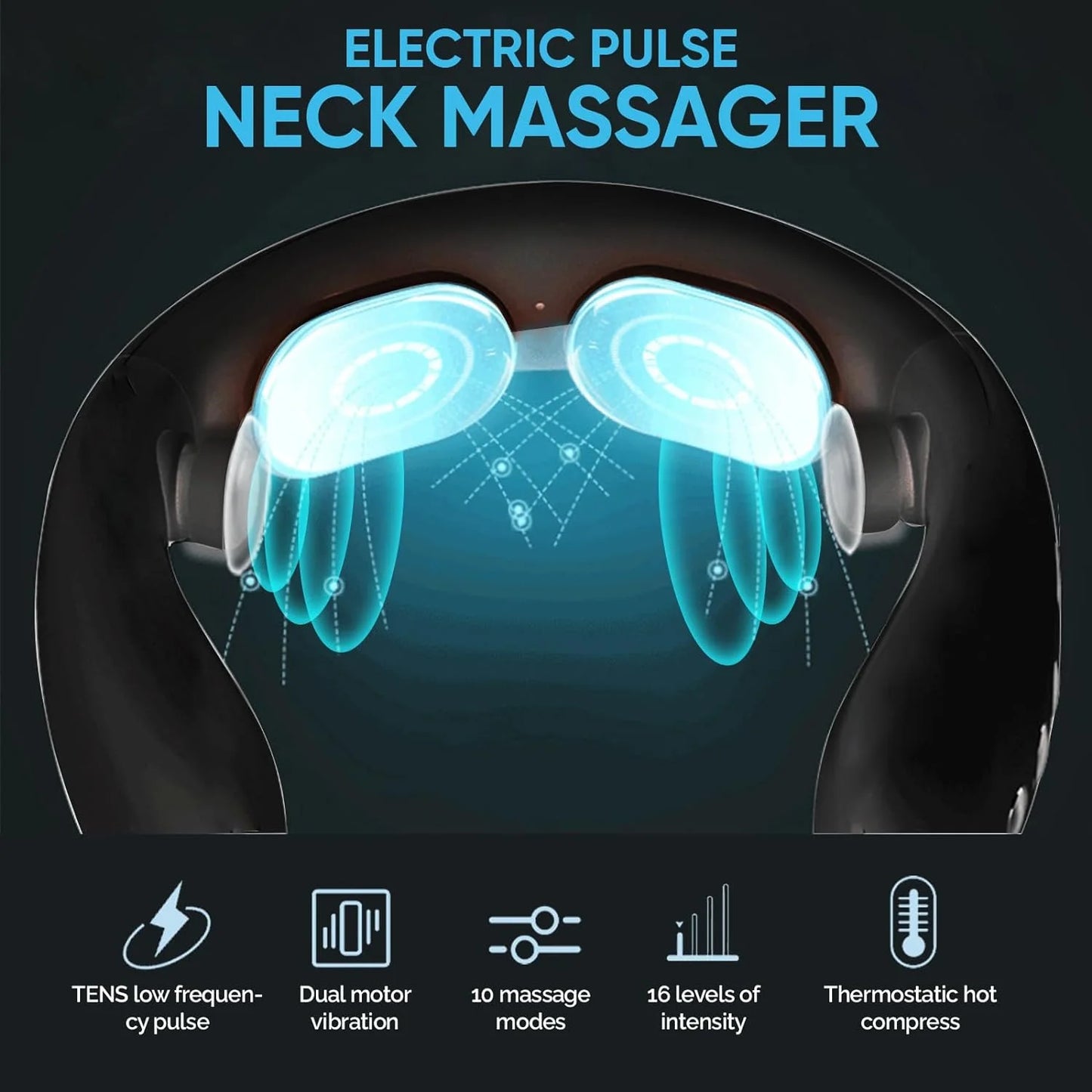 Neck Massager, Electric Pulse Neck Massager for Pain Relief Deep Tissue, Portable Intelligent Neck Massager with Heat for Women Men Gifts