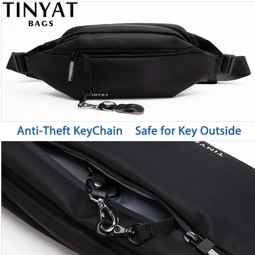 Sports Fanny Packs for Men Waterproof Crossbody Waist Man Bag Unisex Black