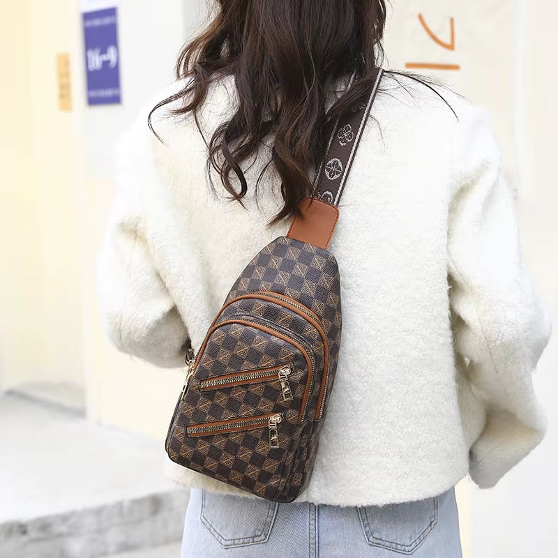 New Fashion Men'S Urban Travel Chest Bag Trend Design PU Adjustable Leather Men Shoulder Bag Phone Sling Crossbody Bags for Men