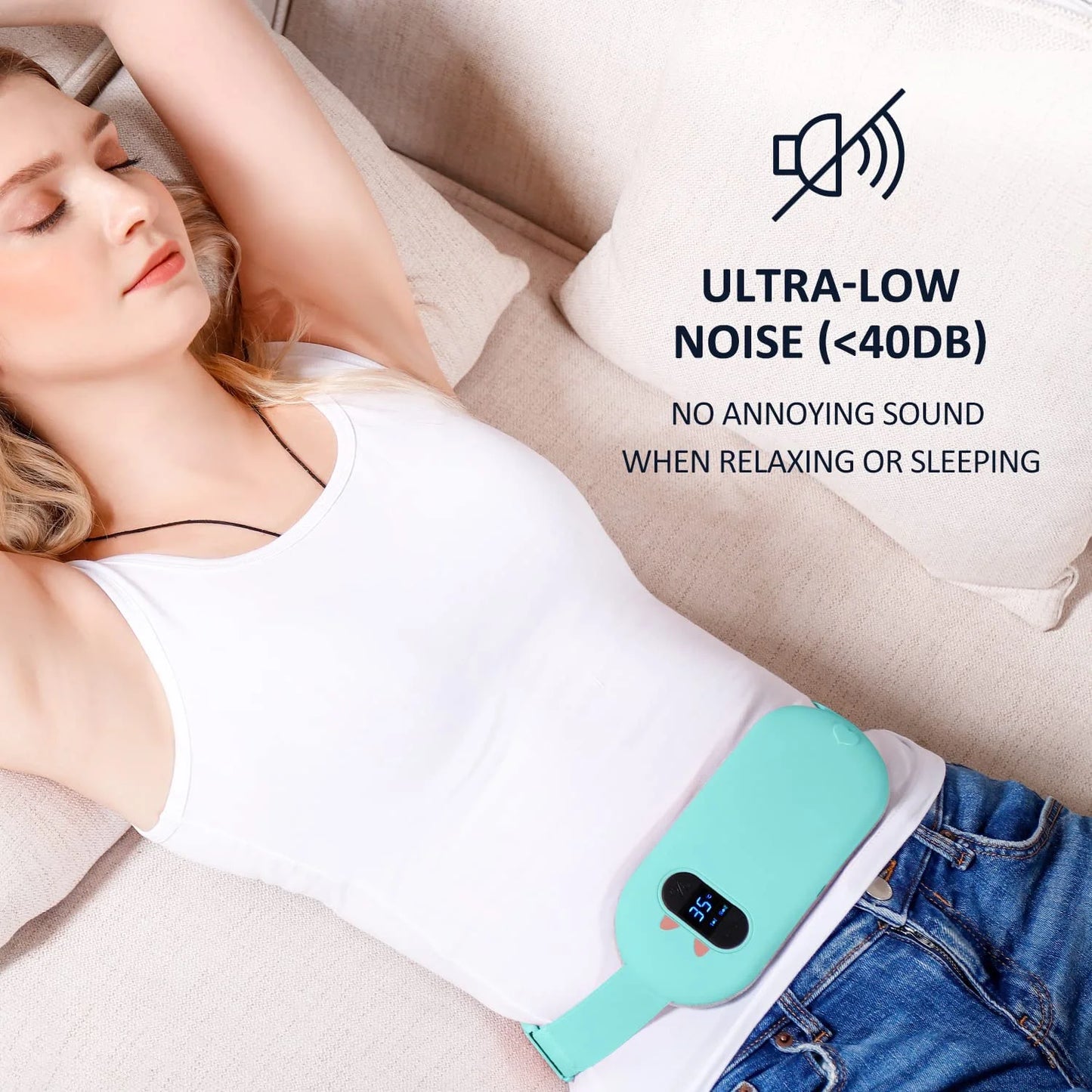Heating Pad, Portable Cordless Menstrual Heating Pad, Heating Pads for Cramps, 5S Fast Heating Pad with 3 Heat Levels & 3 Massage Modes, Heating Pad for Back or Belly Pain Relief for Women Girls