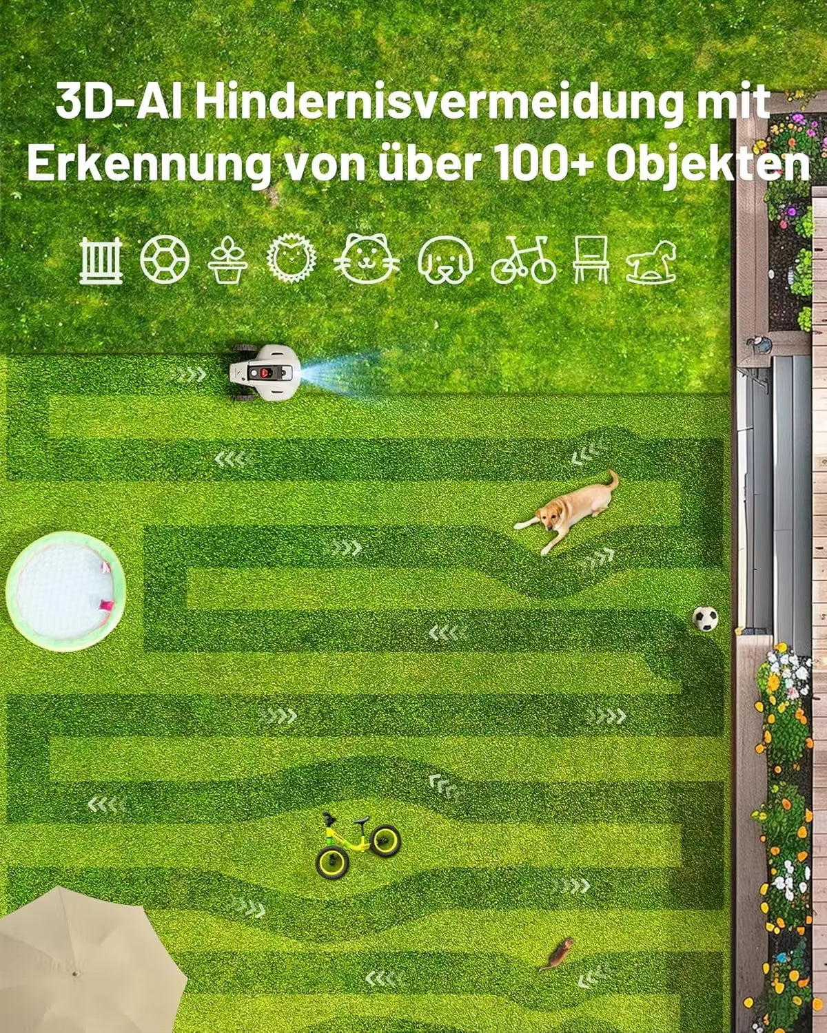 YUKA 1500 Robot Lawn Mower(2024 Version), 3D Vision & RTK Technology Fusion Mapping System for 0.37 Acres Lawn 45% Slope