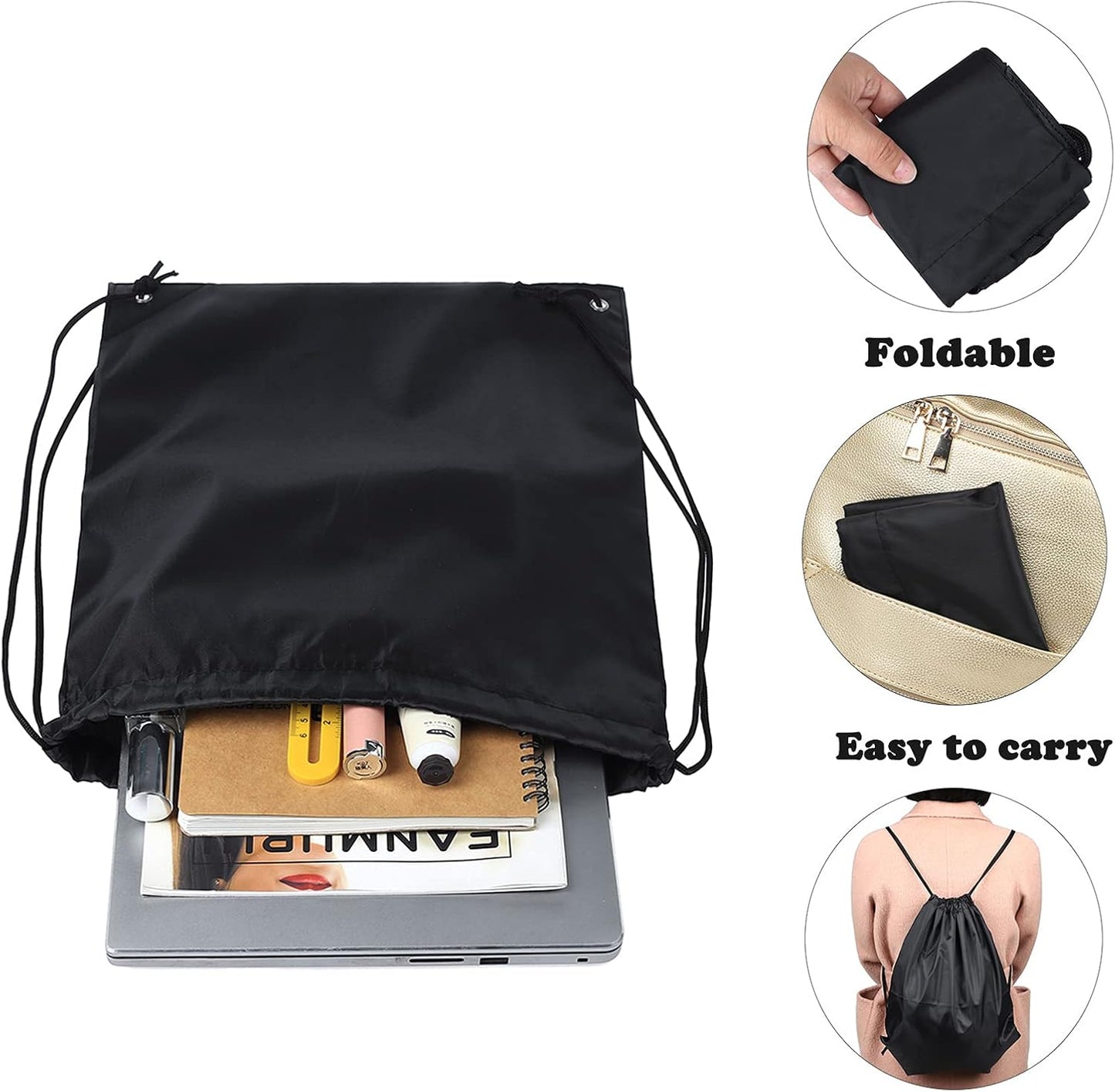 48-Pack Drawstring Backpack Nylon Backpack Lightweight Draw String Sports Bags in Bulk Gym Cinch Sack Heavy-Duty Plain Goodie Bags for Soccer, Track Team, Blessing Bags for Homeless